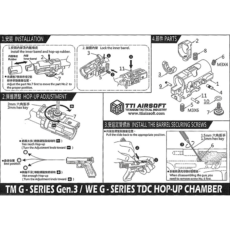 TTI Airsoft WE グロックGen3 TDC CNC ホップアップチャンバー
