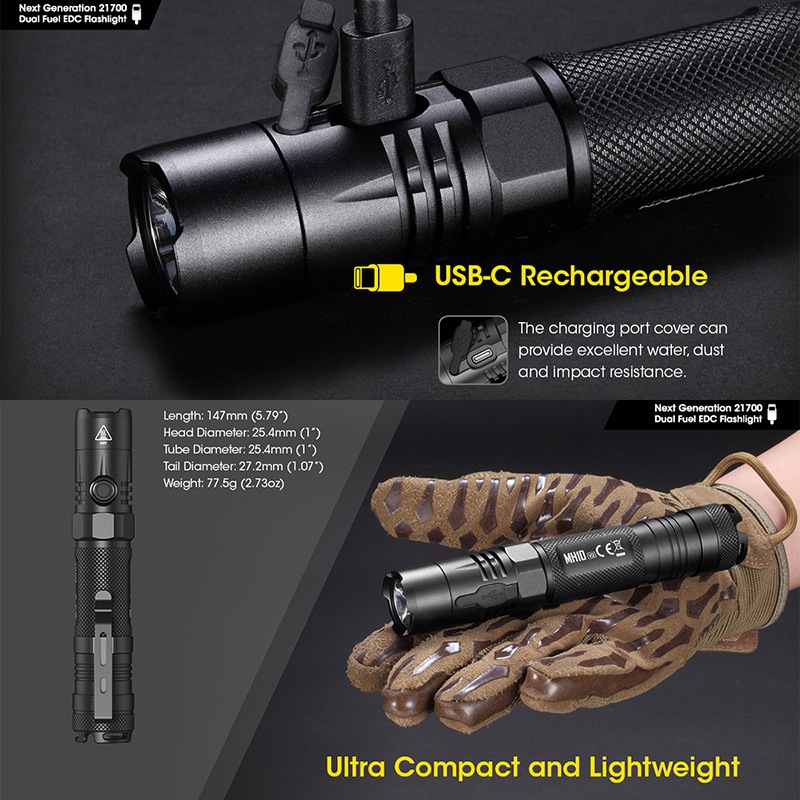 NITECORE(ナイトコア) MH10 V2 フラッシュライト 最大1200ルーメン