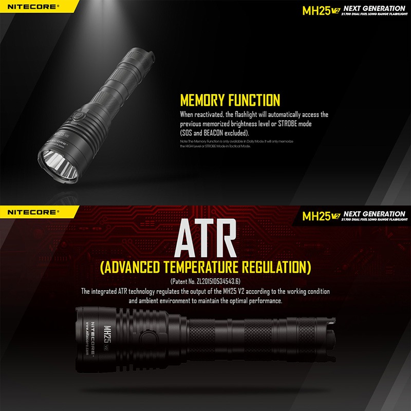 NITECORE(ナイトコア) MH25 V2 フラッシュライト 最大1300ルーメン