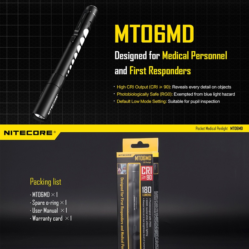 NITECORE(ナイトコア) MT06MD 高演色 ペンライト CRI90 / RG0対応 単4