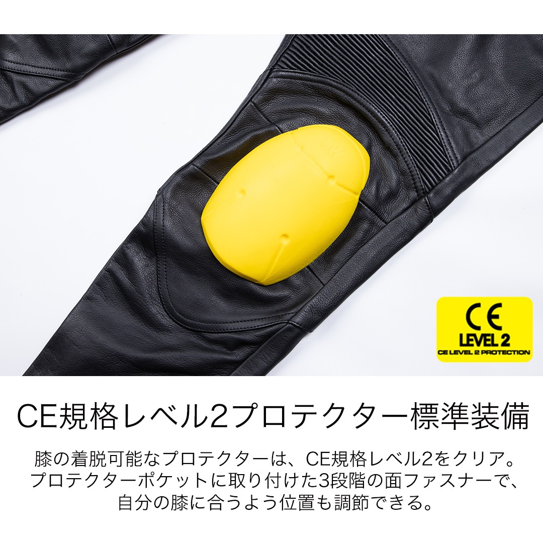 バイク 【2XL追加決定】CEレベル2プロテクター付き レザーパンツ[DP-39