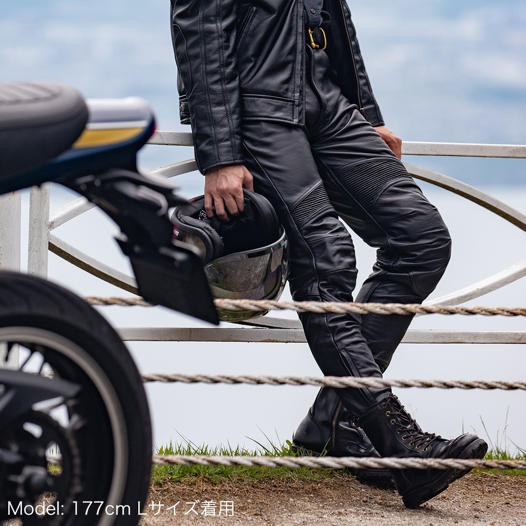 バイク 【2XL追加決定】CEレベル2プロテクター付き レザーパンツ[DP-39