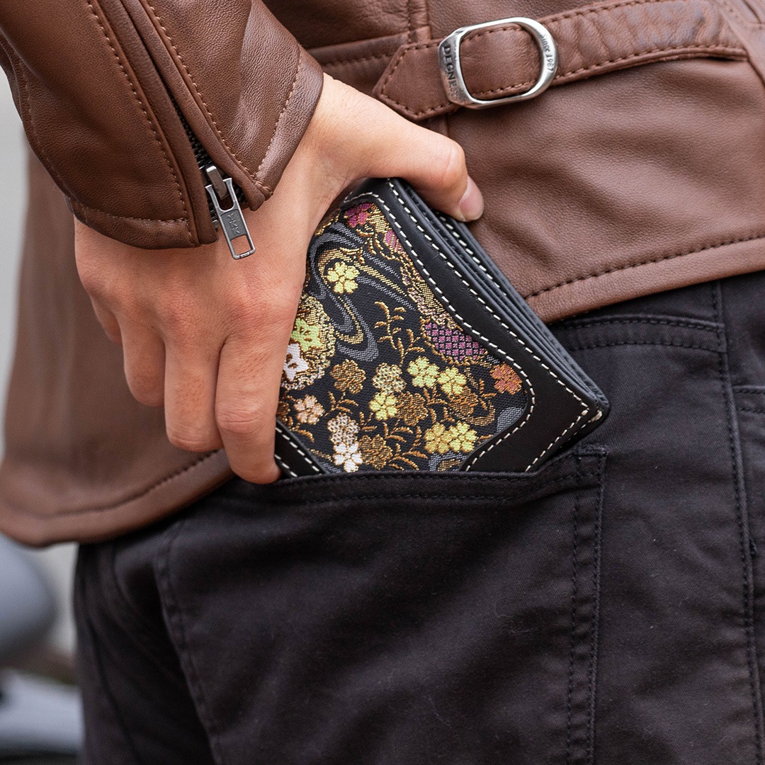 バイク [新柄登場/流水雪輪]花山レザーウォレット[WV-10K] レザー
