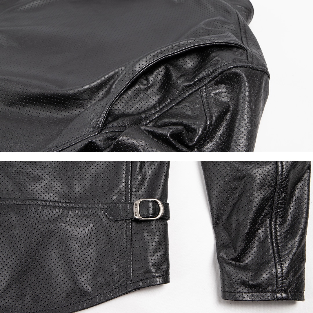 ブラック シープレザー メッシュジャケット イクシードメッシュジャケット フラッグシップ オートバイ専用