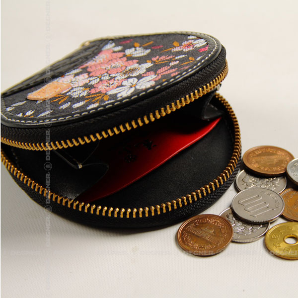 バイク 花山コインケース[W-70K-都桜-BK] レザーウォレット,コイン