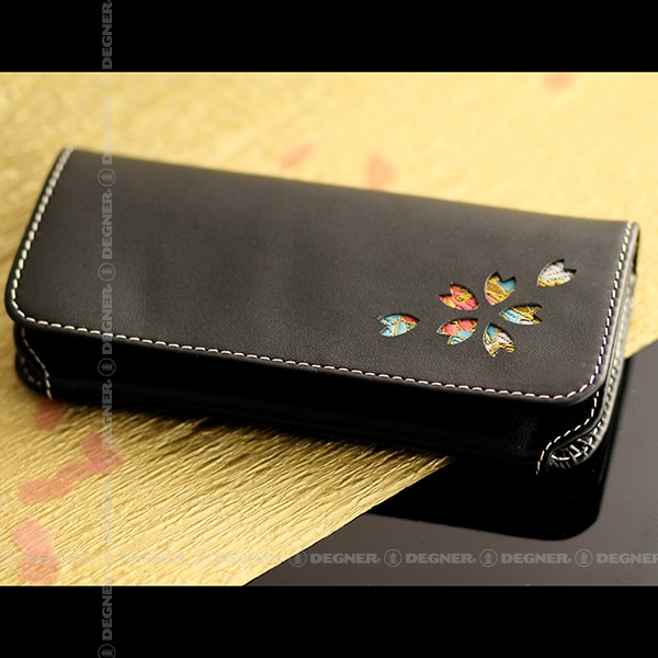 DEGNER デグナー　花山　レザーカービング　櫻　ウォレット　レザーウォレット 花山レザーウォレット[W-88K-都桜-BK] | 花山,ウォレット