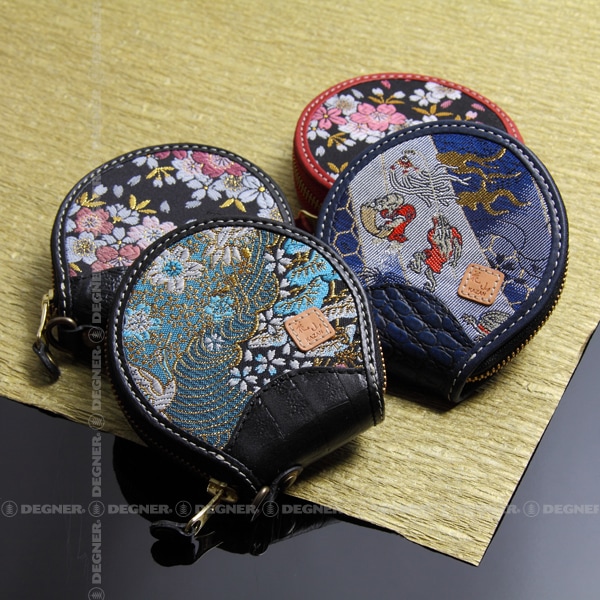 バイク 花山コインケース[W-70K-都桜-BK] レザーウォレット,コイン