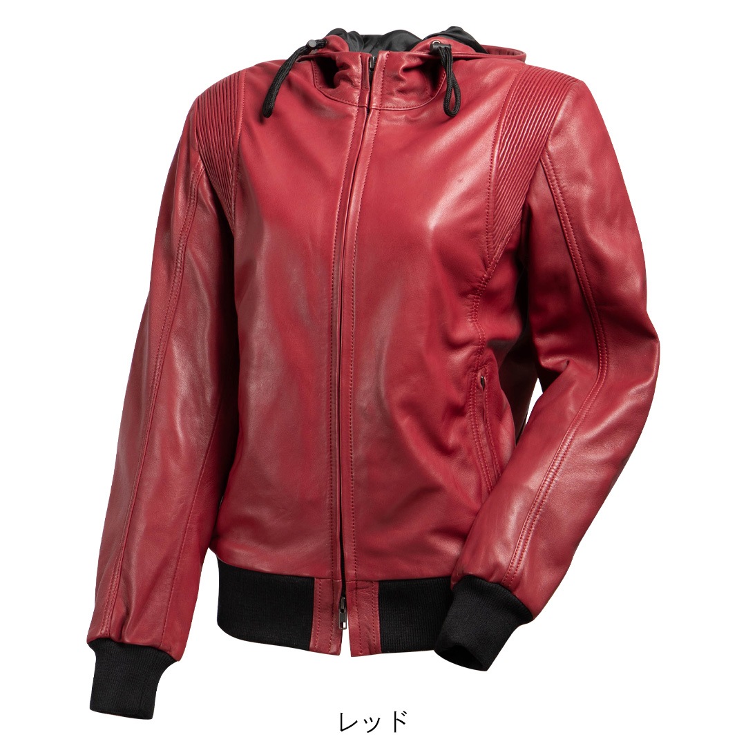バイク レディースフード付きレザージャケット[FR25WJ-5] ウェア