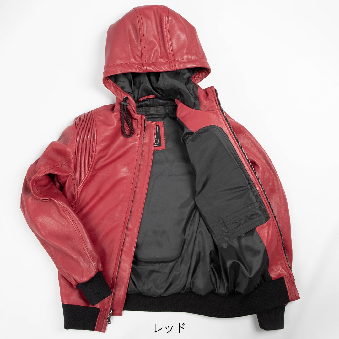 バイク レディースフード付きレザージャケット[FR25WJ-5] ウェア