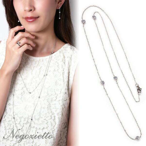 ネックレス   5石-60CM 4MM スワロCZ 88面カット