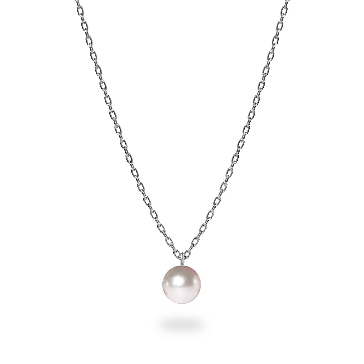 長さ調整可能 | あこや真珠7mm ネックレス【ホワイトゴールド色