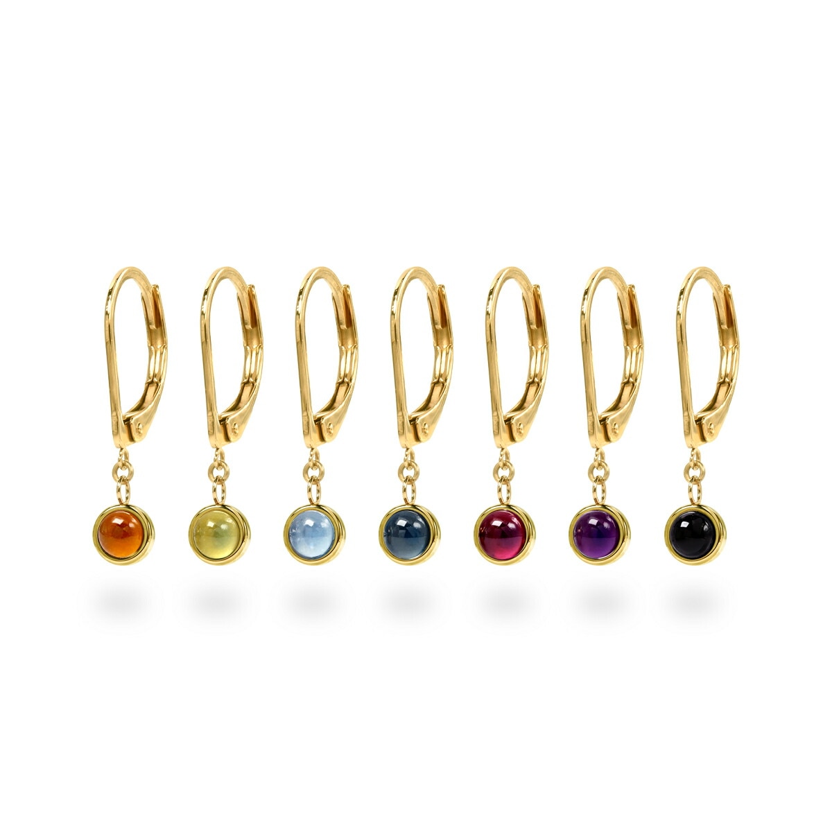 【片耳販売】天然石 カボションカット  ジャーマンフックピアス ［3mm］