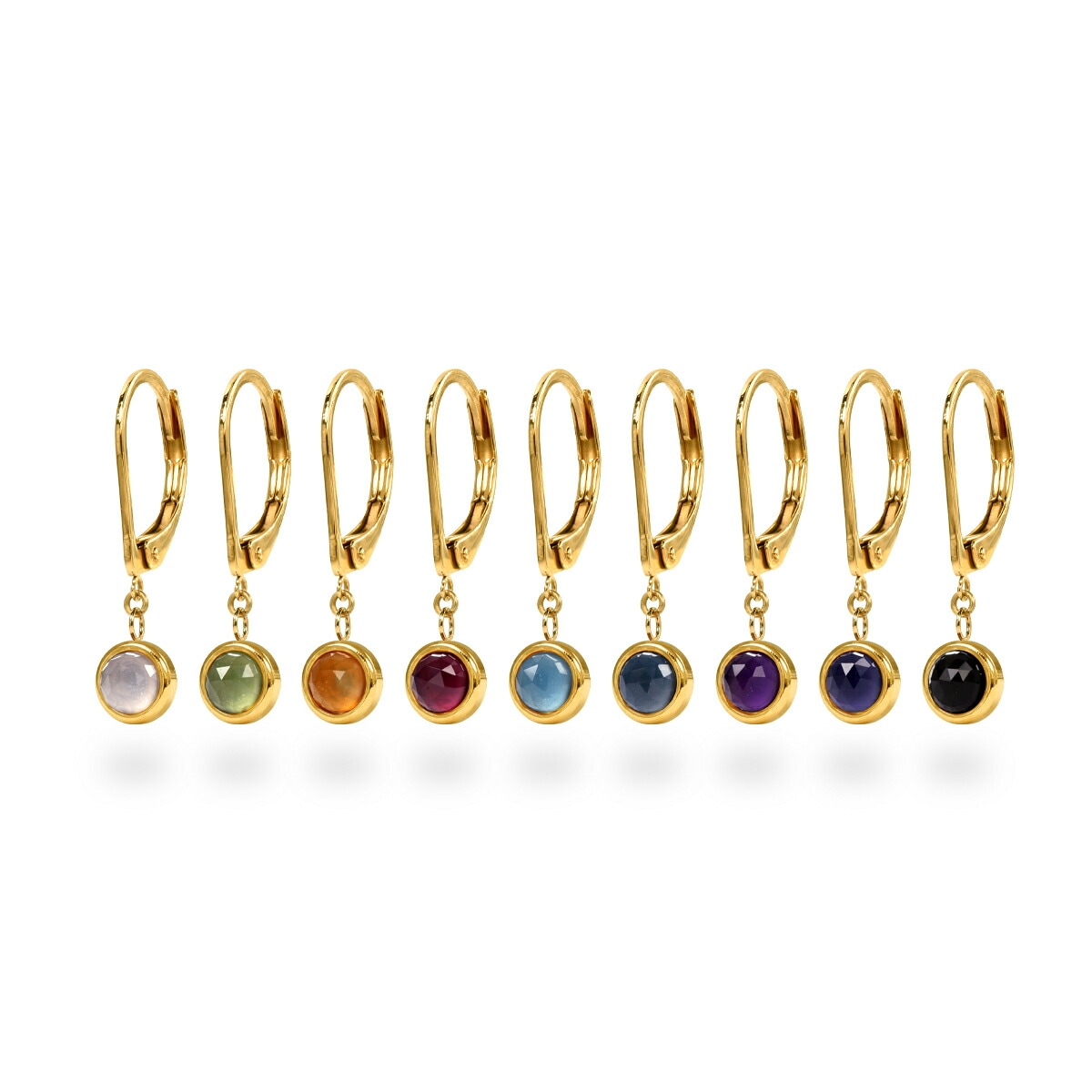 【片耳販売】天然石 ローズカット 覆輪風 ジャーマンフックピアス ［4mm］