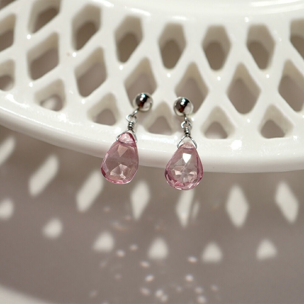 ピアス 金属アレルギー対応 セカンドピアス ファーストピアス レディース 誕生日 プレゼント ステンレス316 キャッチ ピアス 天然石 ピンクトパーズ【片耳用】