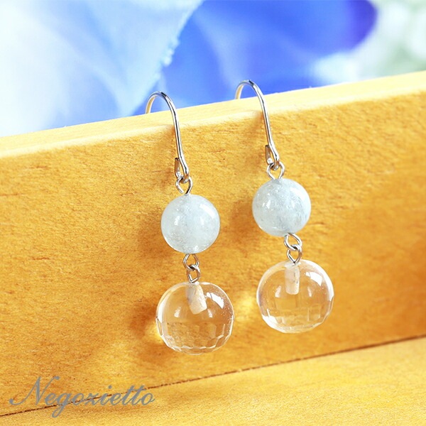 ピアス   WRフック 6MM Mアクア 8MM M/B ガラス