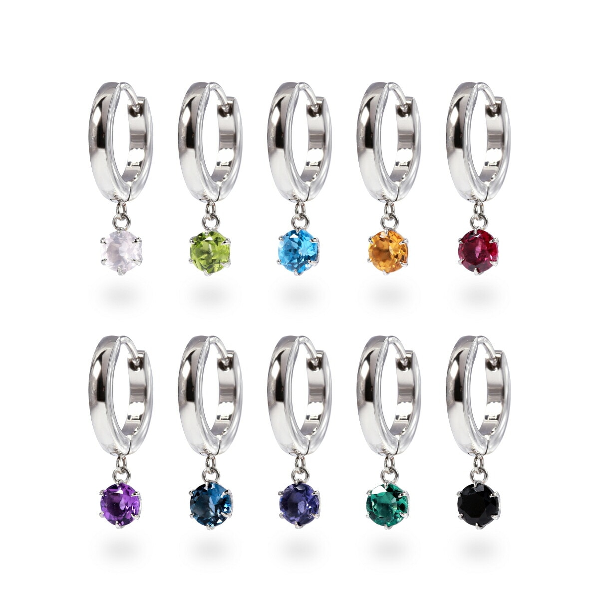 【片耳販売】天然石 フープ 中折れ式ピアス ［4mm］