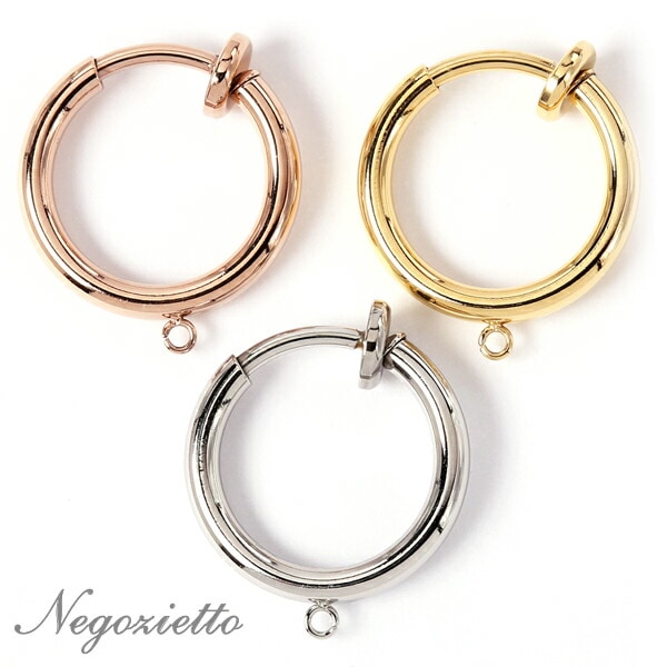 パーツ 金属アレルギー対応 イヤリング ステンレス316L 2mm×14mm パープ フープ スプリングバネ式 丸カン(口開き)付 WG色/YG色/PG色の3色【片耳用】