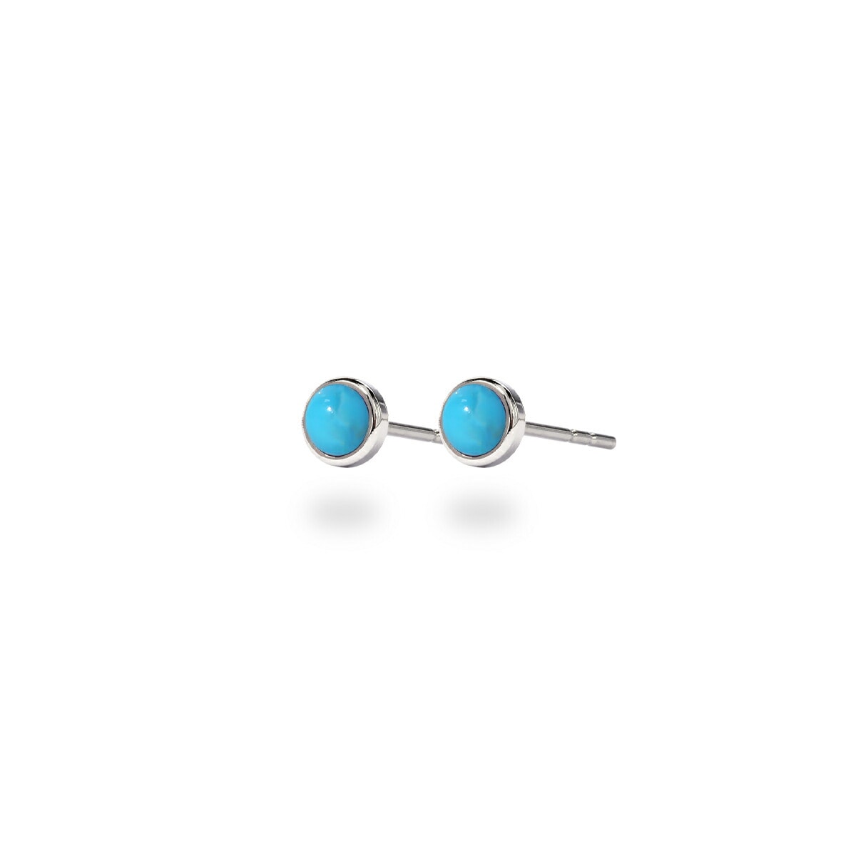 【片耳販売】ターコイズ カボションカット  覆輪風 スタッドピアス ［3mm］