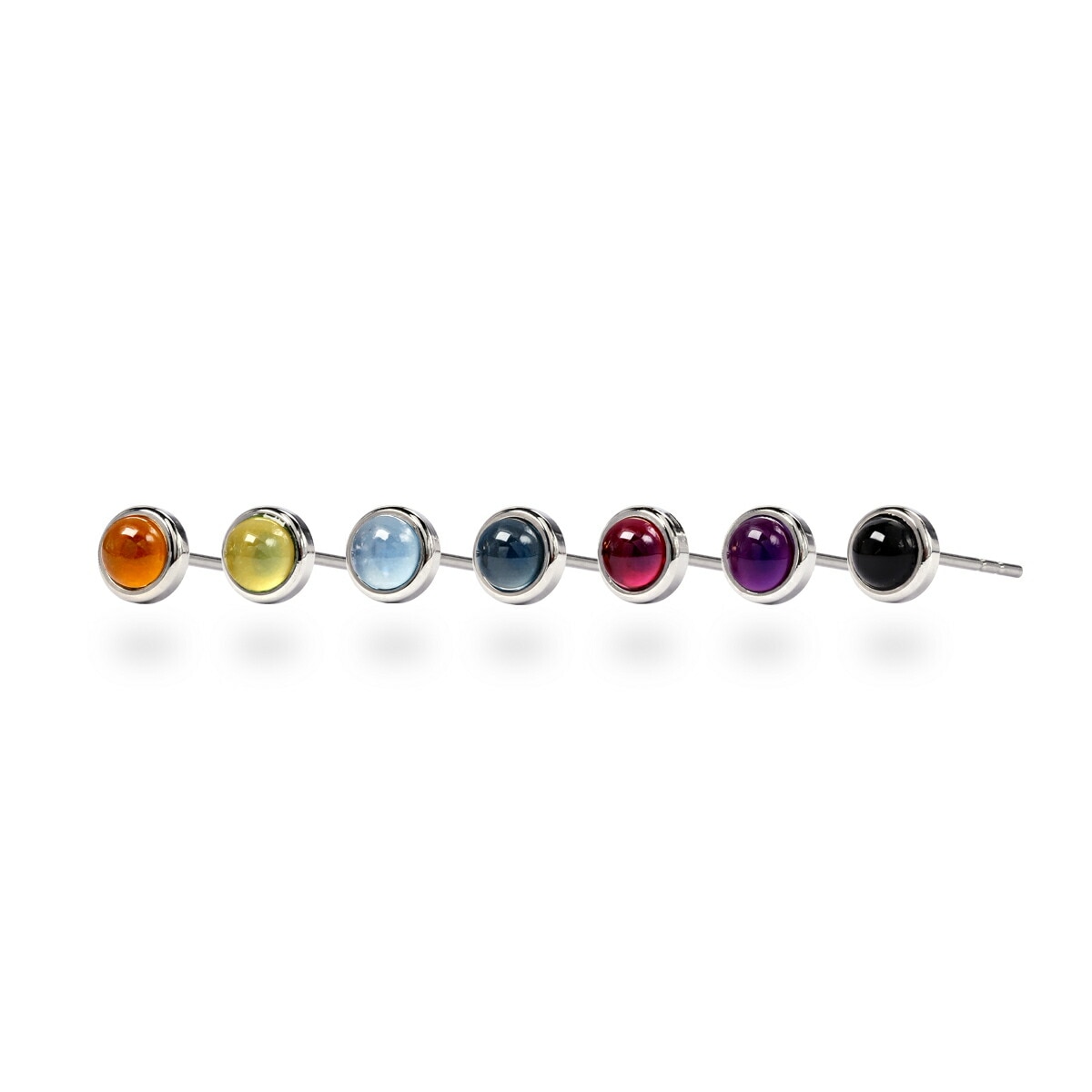【片耳販売】天然石 カボションカット  覆輪風 スタッドピアス ［4mm］
