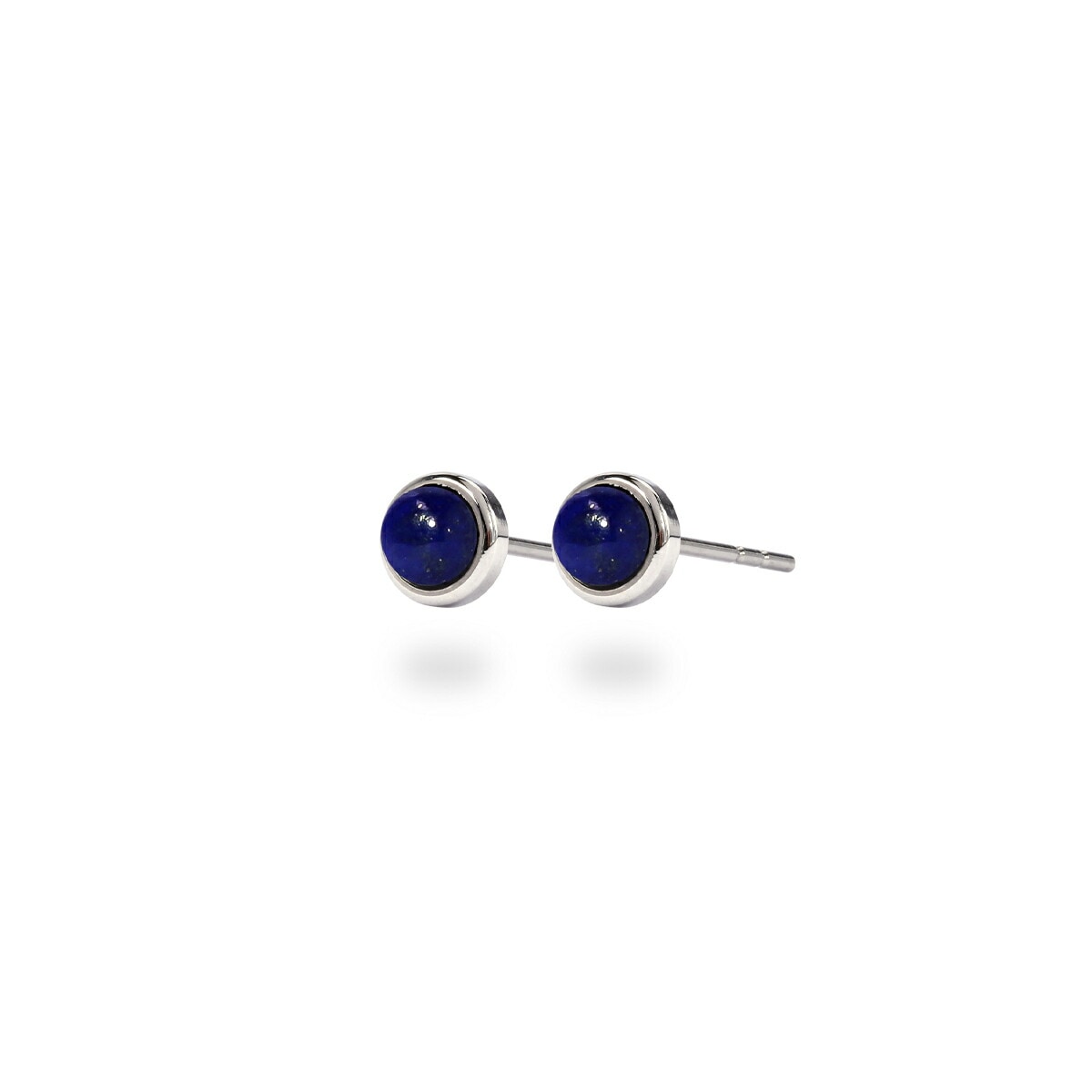 【片耳販売】ラピスラズリ カボションカット  覆輪風 スタッドピアス ［4mm］
