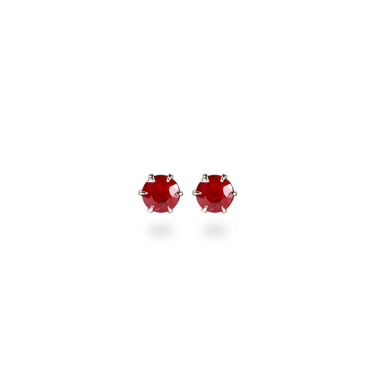 【片耳販売】ルビー ダイヤモンドカット スタッドピアス ［3mm］