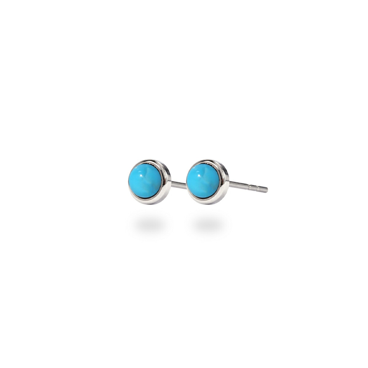 【片耳販売】ターコイズ カボションカット  覆輪風 スタッドピアス ［4mm］