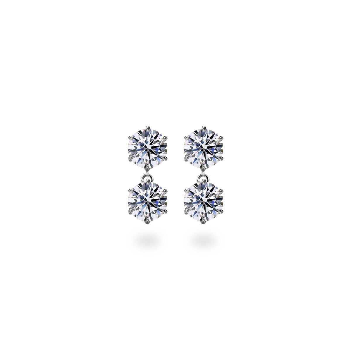 【片耳販売】キュービック 2連ピアス