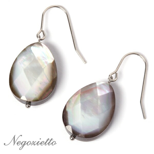ピアス   WRフック(小) 12X16MM P/S 黒蝶貝