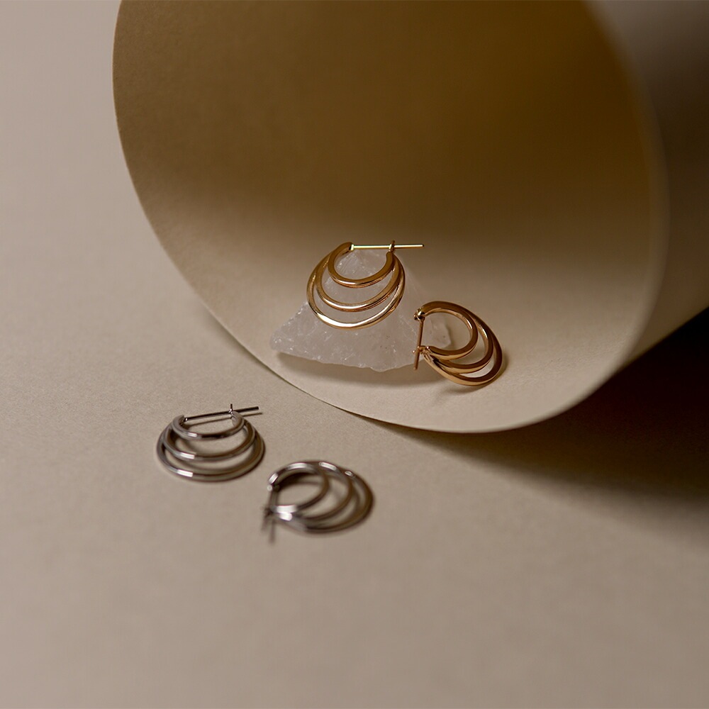 トリプルライン フープクロッシングピアス