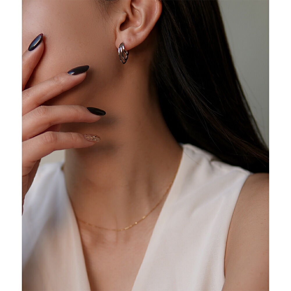 トリプルライン フープクロッシングピアス