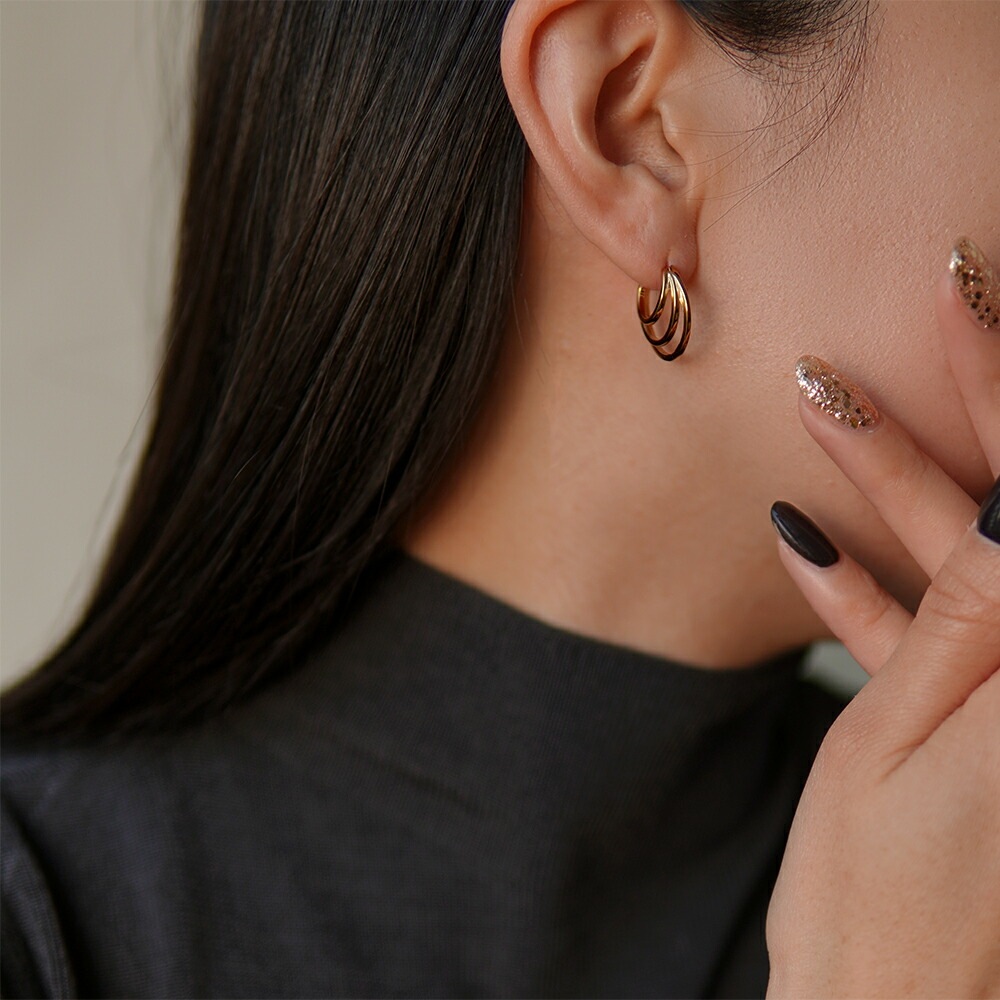 トリプルライン フープクロッシングピアス