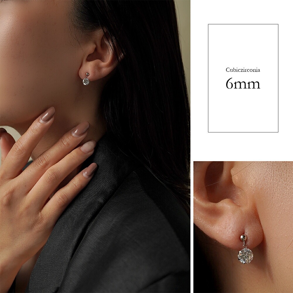 【片耳販売】キュービック 半丸 スタッドピアス ［3mm～6mm］