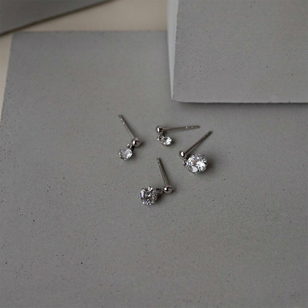 【片耳販売】キュービック 半丸 スタッドピアス ［3mm～6mm］