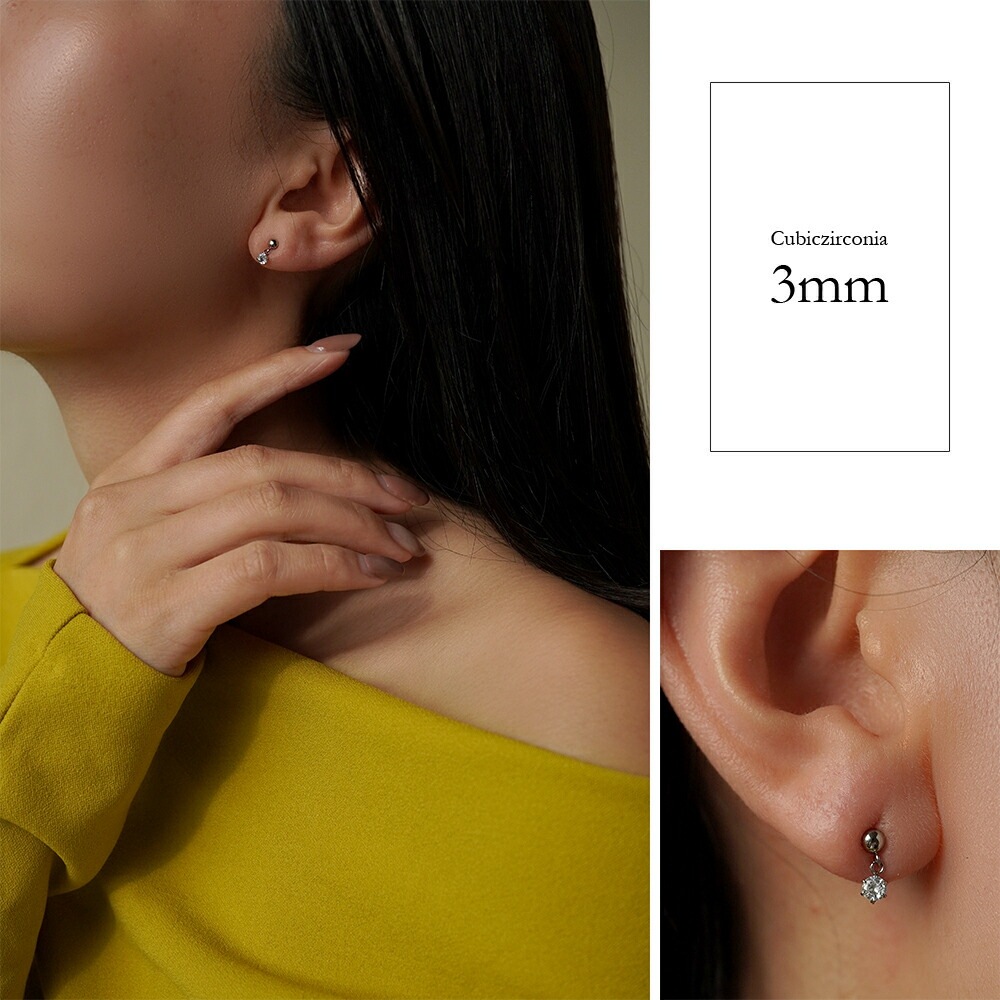 【片耳販売】キュービック 半丸 スタッドピアス ［3mm～6mm］