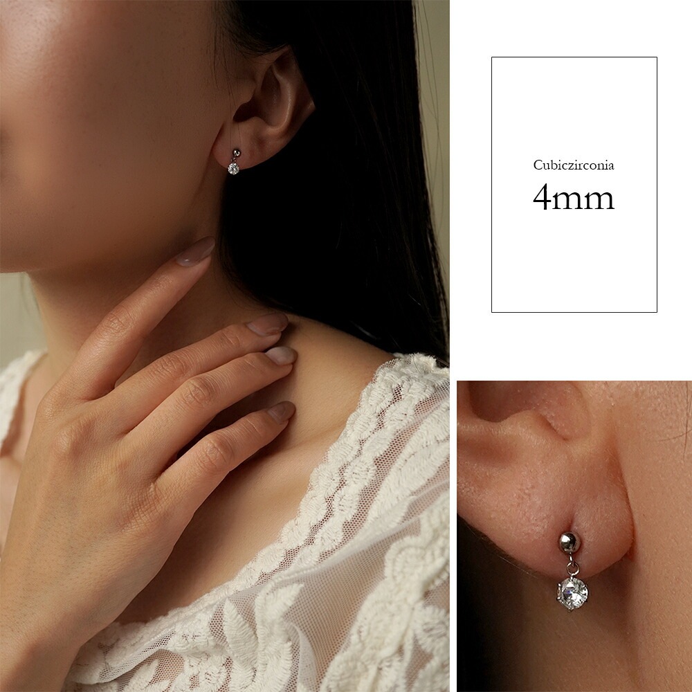 【片耳販売】キュービック 半丸 スタッドピアス ［3mm～6mm］