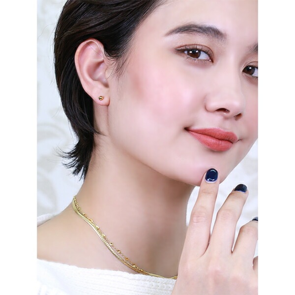 【片耳販売】丸玉 スタッドピアス 4mm 【イエローゴールド色】