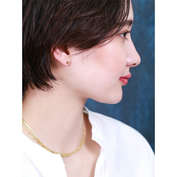 【片耳販売】丸玉 スタッドピアス 4mm 【イエローゴールド色】