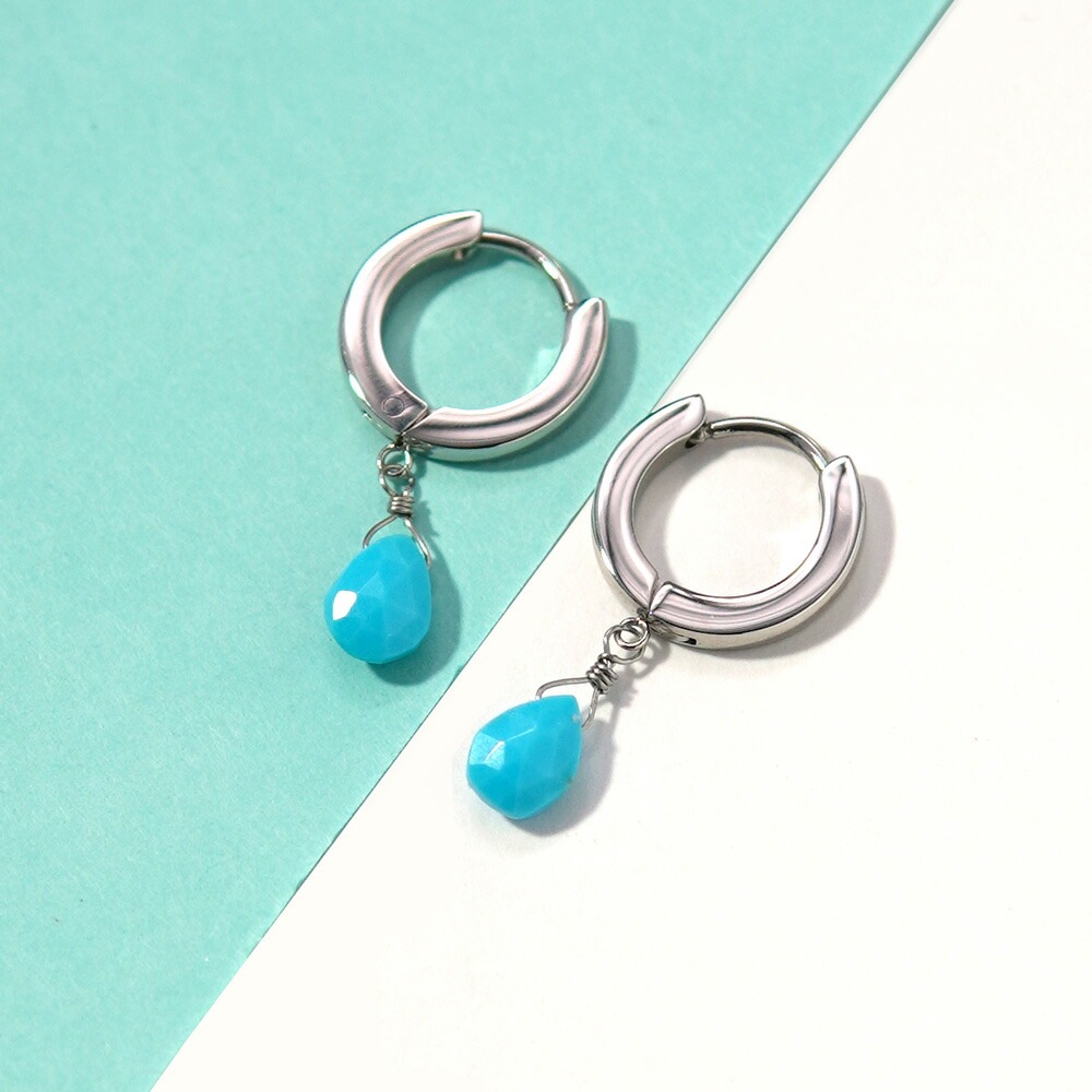 ピアス 2X13 中折 ターコイズ ペアローズC