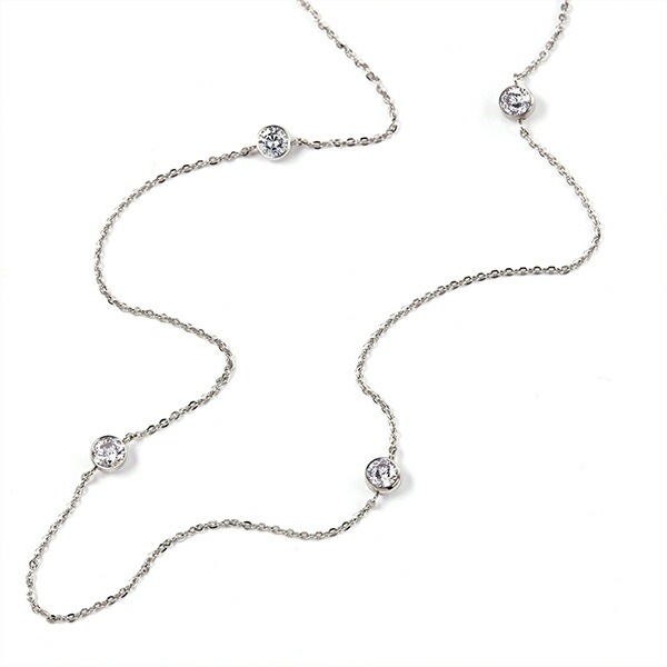 ネックレス 5石-60CM 4MM スワロCZ 88面カット