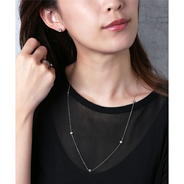 ネックレス 5石-60CM 4MM スワロCZ 88面カット