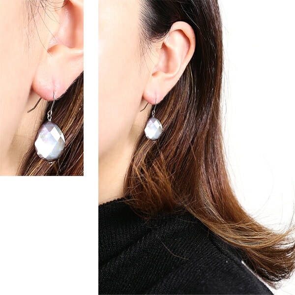 ピアス WRフック(小) 12X16MM P/S 黒蝶貝