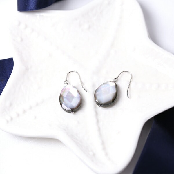 ピアス WRフック(小) 12X16MM P/S 黒蝶貝