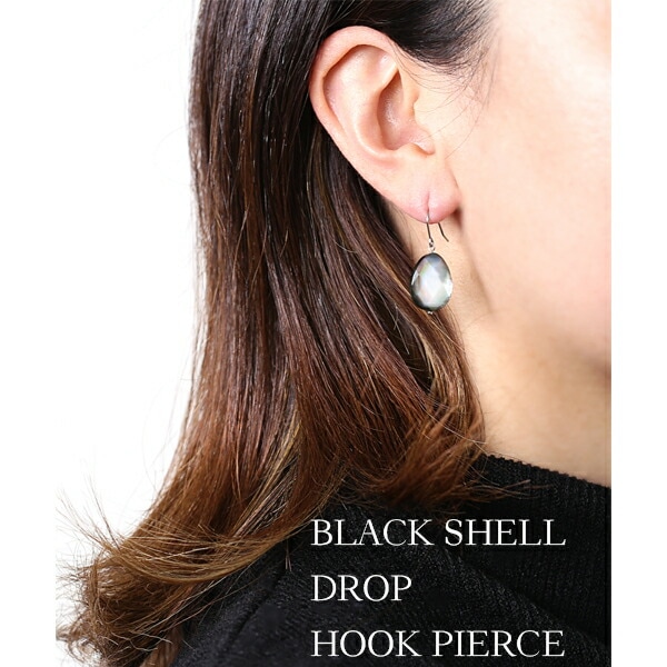 ピアス WRフック(小) 12X16MM P/S 黒蝶貝