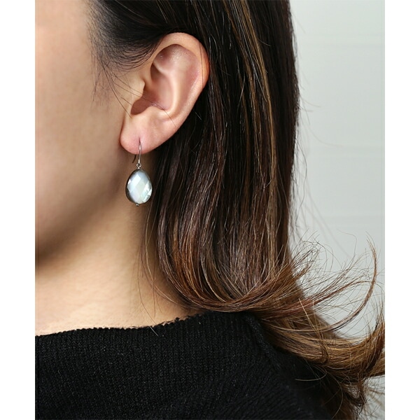 ピアス WRフック(小) 12X16MM P/S 黒蝶貝