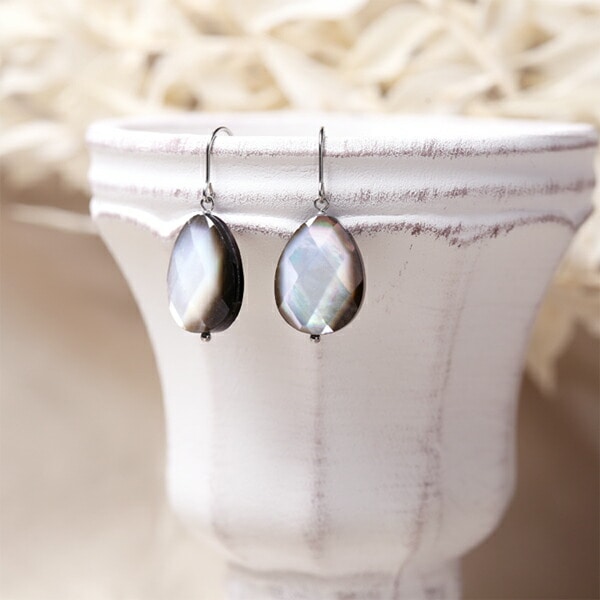 ピアス WRフック(小) 12X16MM P/S 黒蝶貝