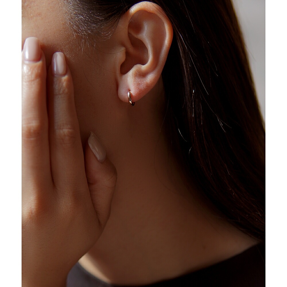 ソフィーブハイ ピアス ダブルフープ 片耳 K18/Pt「ダブルフープ・カーヴ」ピアス(片耳用