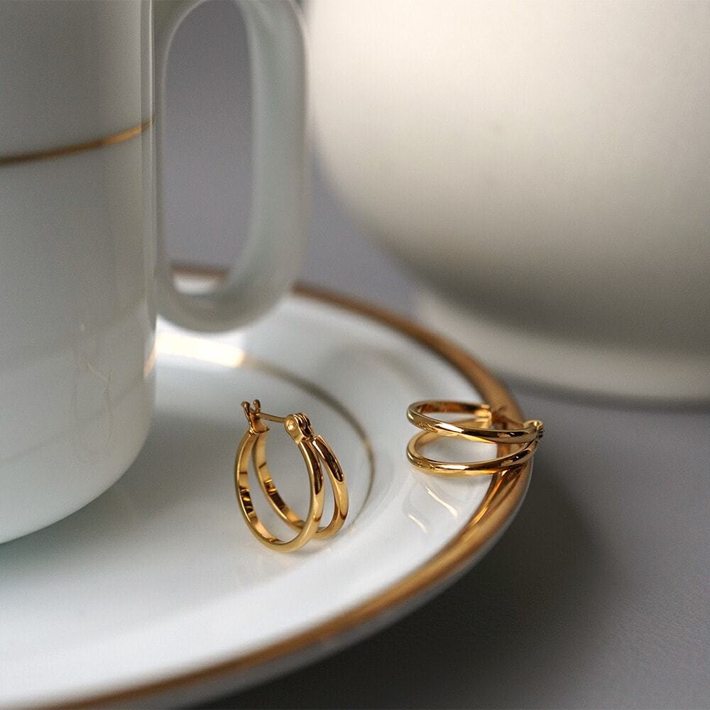 ツイン フープクロッシングピアス
