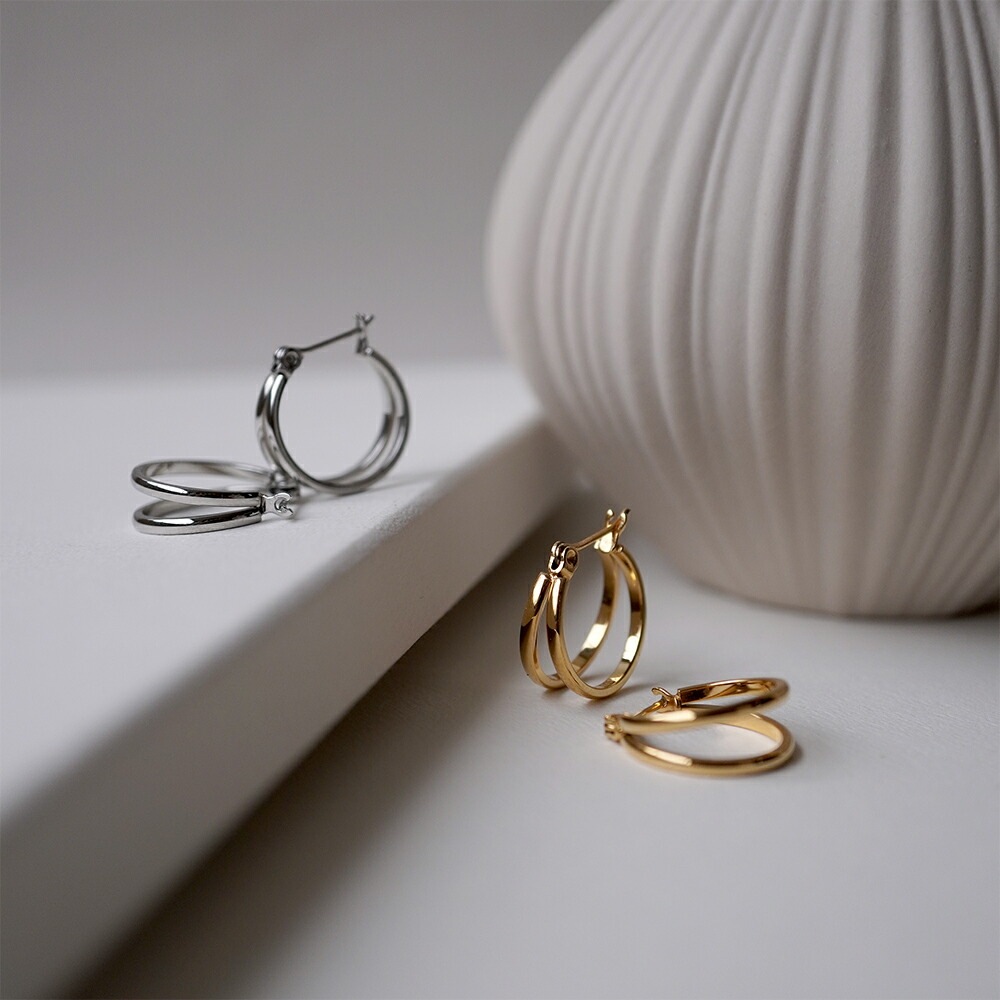 ツイン フープクロッシングピアス