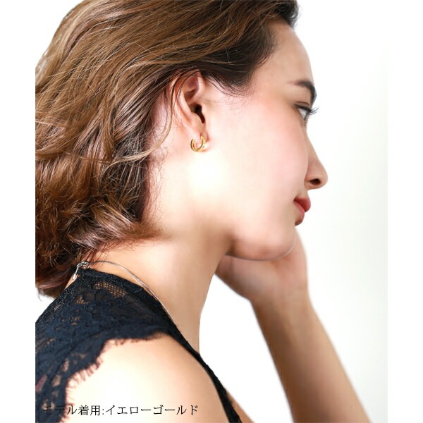 3石キュービック付き 中折れ式ピアス 2mm×13mm