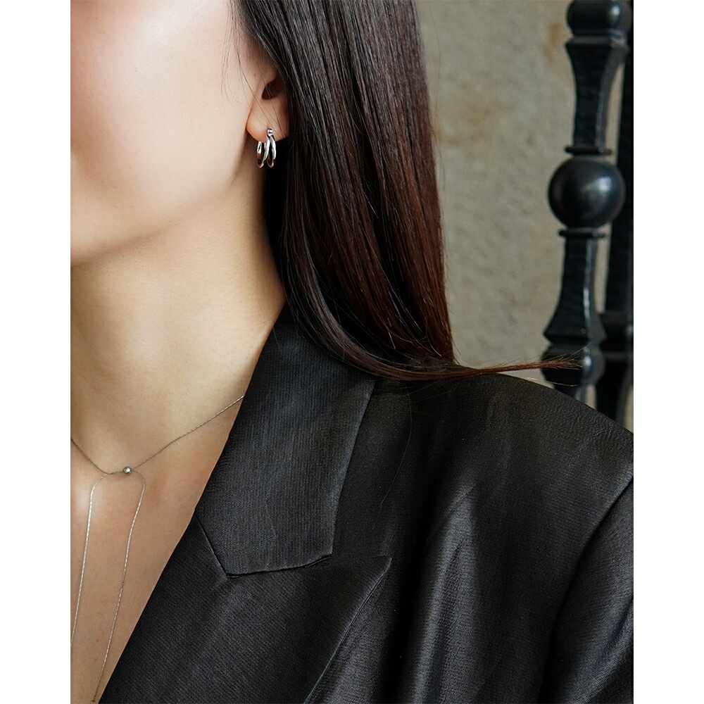 【片耳販売】ツイン フープクロッシングピアス